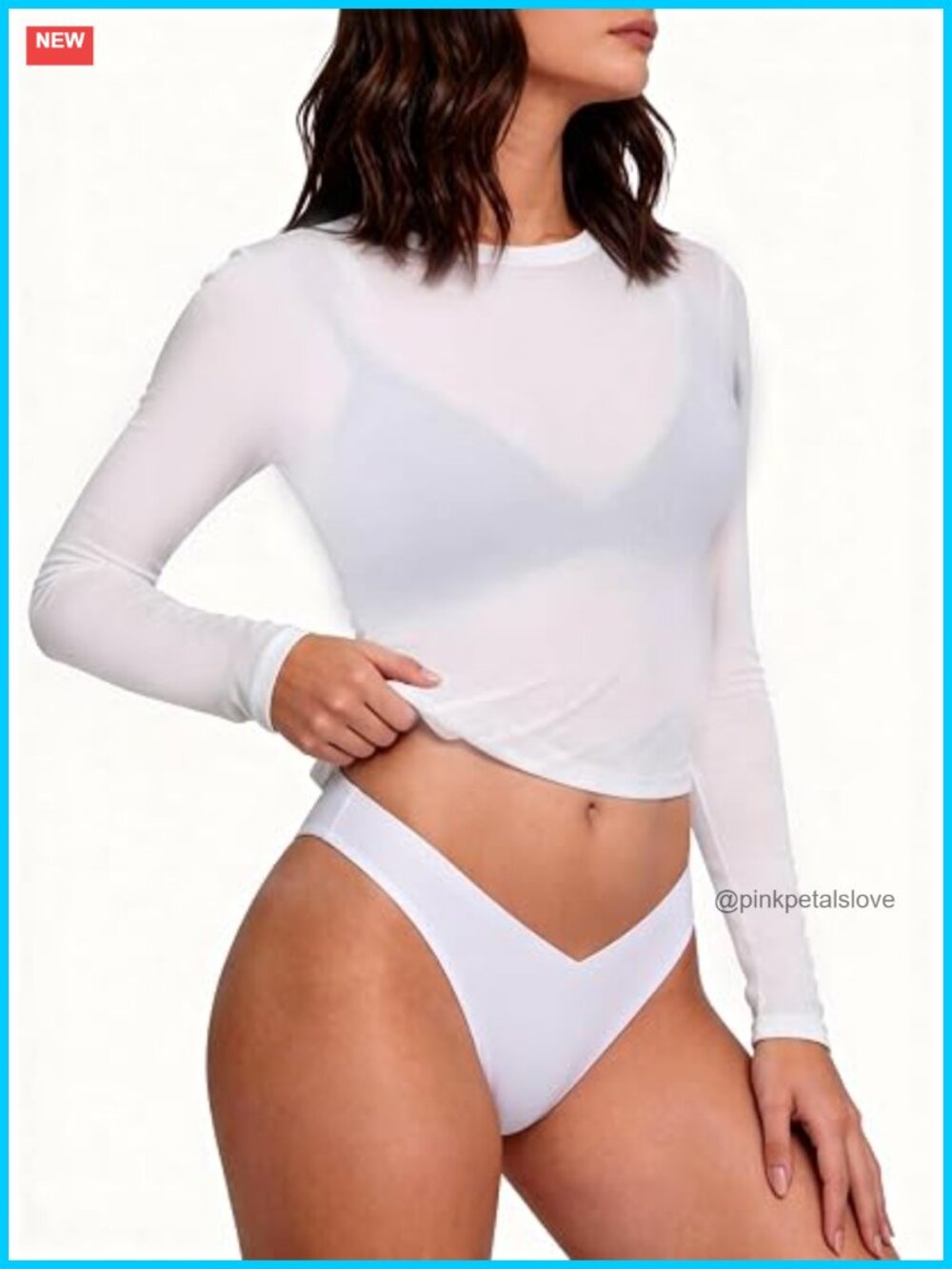 Sheer Long Sleeve Blouse, 75% Nylon 25% Spandex, Slim Fit, Lightweight